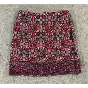 Talbots A-Line Skirt Women's Size 16W Pink Floral Stretch Regular Fit Front Zip